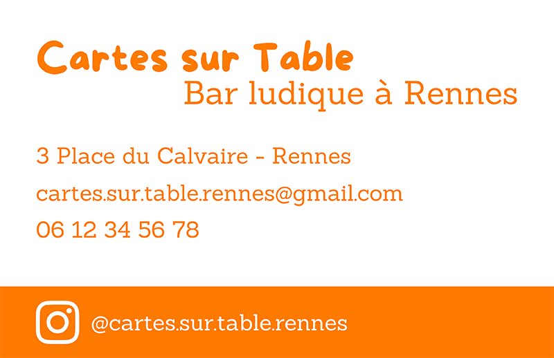 Carte de visite Resto - Informations pratiques : adresse, e-mail, téléphone et instagram