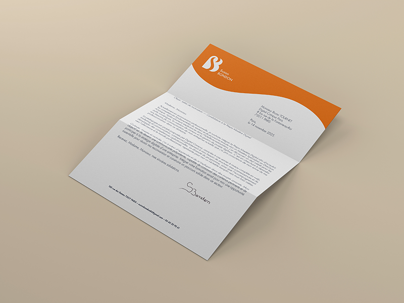 Mockup - Entête de lettre : Lettre de motivation imprimée avec signature manuscrite