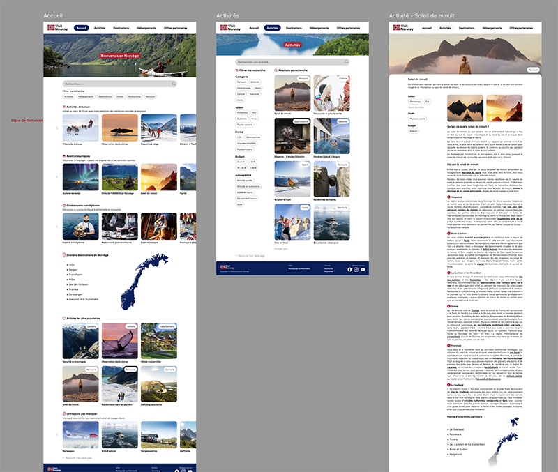 Maquette du site de l'office de tourisme de Norvège - version ordinateur