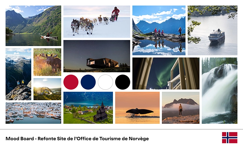 Mood Board du site internet de l'office de tourisme de Norvège